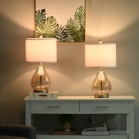 HOMCOM Conjunto de 2 Candeeiros de Mesa com Ecrã de Linho Suporte para Lâmpada E27 Máx. 40 W Ø30x56 cm Branco(m-8)