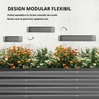 Outsunny Pat de Grădină Înălțat din Metal cu Grilaj, Suport pentru Plante Cățărătoare, Flori și Legume, 220x110x150 cm, Gri Închis(m-4)