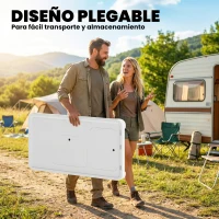 Outsunny Mesa de Limpieza de Pescado Plegable Portátil con 2 Fregaderos Grifo Manguera Estante Lateral Cesta y Ranuras Blanco(m-6)