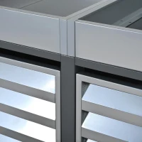 Abschließbare Mülltonnenbox mit integriertem Pflanzgefäß, Lamellenlüftung und zwei separaten Türen, 132x80x124,5 cm, Grau+Naturfarbe(m-12)