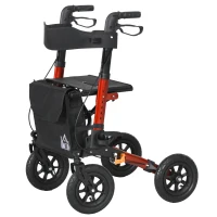 HOMCOM Lightweight Walking Frame, Rubber Wheels, Rollator Walker with Seat and Wheels with Adjustable Handle, Bag, Red(m-11)
