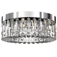 HOMCOM Crystal Chandeliers with 160 Crystal Pendants, 6-Light Ceiling Light for Living Room, Bedroom Dining Room, Silver Tone(m-1)