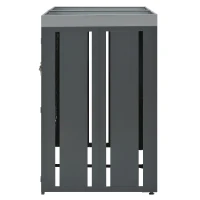 Mülltonnenschrank mit Blumentrog, 2-tlg. abschließbare Mülltonnenbox, 132x80x124,5 cm, Grau+Naturfarbe(m-8)