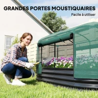 Outsunny Carré potager de jardin avec cage de protection, jardinière surélevée en acier galvanisé, 180 x 90 x 93 cm, gris et vert(m-6)