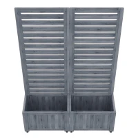 Pflanzkübel mit Spalier, 2 große Pflanzkästen und 2 Gartenspaliere als Kletterhilfe, 102,5 x 32 x 152,5 cm, Grau(m-7)