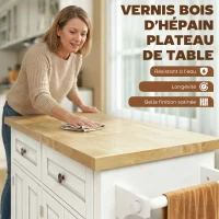 HOMCOM Desserte ilôt de cuisine multi rangements 2 tiroirs 2 placard 2 portes avec étagère range-bouteille porte-torchons et étagère réglable MDF blanc hévéa(m-4)