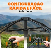 Outsunny Tenda de Campismo Pop-up para 2-3 Pessoas Dobrável Impermeável 3000 mm com Bolsa de Transporte 235x235x184 cm Caqui(m-5)