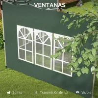 Outsunny Paredes Laterales para Carpa de 3 x 3 / 3 x 4 m 2 Paneles de Tela Oxford de 295x195 cm con Ventana para Fiestas Verde(m-6)
