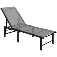 Outsunny Tumbona de jardín exterior reclinable 5 posiciones ajustables asiento en textilene gris(m-7)