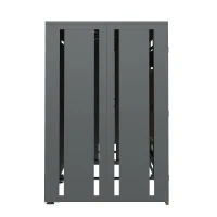 Mülltonnenbox mit hydraulischem Klappdeckel, 4 Fächer, abschließbare Türen, 264x80x118.5 cm, Grau+Naturfarbe(m-7)