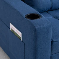 HOMCOM 3-in-1 Single Sofa Bed, Convertible Sleeper Chair Bed with 3-level Adjustable Back - Dark Blue(m-11)