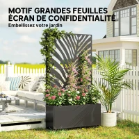 Outsunny Jardinière avec treillis, bac à fleurs, avec brise-vue et roulettes verrouillables, métal, 90 x 30 x 160 cm, noir(m-5)