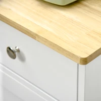 HOMCOM Sideboard with Rubber Wood Top, Modern Storage Cabinet with 3 Adjustable Shelves, White(m-9)