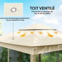 Outsunny Tonnelle de jardin pop-up pliant 3 x 3 m métal polyester imperméabilisé anti UV moustiquaires sac de transport crème(m-5)