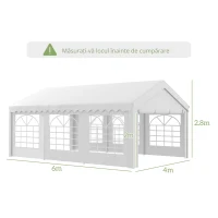 Outsunny Foisor pentru Exterior, Marchiza pentru Petreceri, Nunta si Cadru din Otel, 6 x 4 m(m-3)