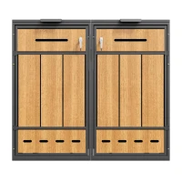 Mülltonnenbox mit Belüftungslöchern, für 2x 120–240 l und den Außenbereich geeignet, 132x84,5x118 cm, Grau+Naturfarbe(m-1)