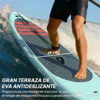 Outsunny Tabla de Paddle Surf Hinchable 320 cm, con Superficie Antideslizante Remo de Aluminio Ajustable Quilla Bomba y Mochila(m-5)