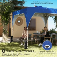 Outsunny Carpa Plegable Pop-up 3x3 m con Bloqueo Central Altura Ajustable Bolsa Transporte con Ruedas y Sacos de Arena Azul(m-4)