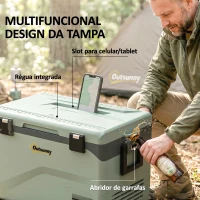 Outsunny Frigorífico Portátil Elétrico 42,5L com Compressor Controlo por App Rodas Alça Barra -20℃ a 20℃ e Suporte para Telemóvel Verde(m-8)