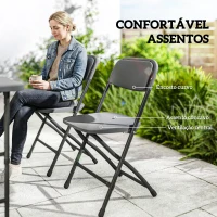 Outsunny Conjunto de Mesa e Cadeiras de Jardim com Mesa Dobrável Ajustável de 55 a 74 cm e 4 Cadeiras Dobráveis para Terraço Cinzento(m-6)