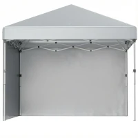 Outsunny 3 x 3 m Pop Up Gazebo, UPF 30+ Party Tent with 2 Sidewalls, Weight Bags and Wheeled Bag, Light Grey(m-11)