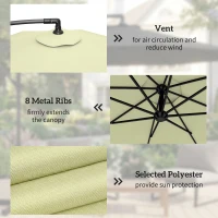 Outsunny 3m Overhanging Parasol, with Base, Weights and Cover - Beige(m-6)