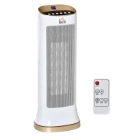 HOMCOM Chauffage d'appoint 1000W/2000W PTC chauffage électrique LED tactile 45° oscillation minuterie 8H télécommande blanc(m-12)