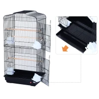 HOMCOM Cage à oiseaux avec mangeoires perchoirs 48 x 36 x 91 cm noir(m-6)