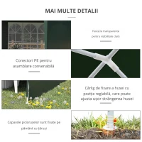 Outsunny Cort de Grădină cu Orificii de Drenaj, Pereți Detașabili și Ferestre, 6x3 m, Verde(m-5)