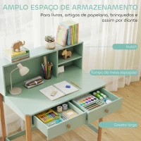 AIYAPLAY Secretária Infantil Mesa de Estudo para Crianças com 3 Compartimentos Abertos e 2 Gavetões 90x52x105 cm Verde(m-4)