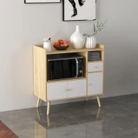 HOMCOM Meuble de rangement buffet de cuisine pour micro-ondes avec placards tiroir 85 x 40 x 88,5 cm naturel et blanc(m-10)