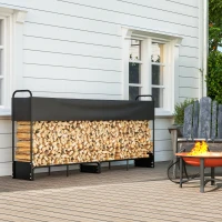 Outsunny Suport lemne exterior, adăpost lemne de foc husă impermeabilă Oxford 600D capacitate 500 kg 260 x 38 x 118 cm negru(m-5)