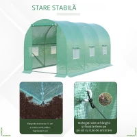 Outsunny Seră de Grădină Tunel 8m² 4L x 2l x 1,9H m Oțel galvanizat Polietilenă cu densitate ridicată ferestre ușă Verde(m-8)