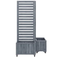 Pflanzkübel mit Spalier, 2 große Pflanzkästen und 2 Gartenspaliere als Kletterhilfe, 102,5 x 32 x 152,5 cm, Grau(m-8)