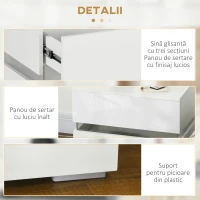 HOMCOM Noptieră cu lumină LED RGB încorporată, 2 sertare, 4 moduri de iluminare și 16 culori, din PAL, 60x39x47cm, Alb(m-9)