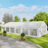 Outsunny Carpa para Fiesta 12x6 m con 12 Paredes Laterales Desmontables y 12 Ventanas Impermeable Protección UV 30+ Blanco(m-8)