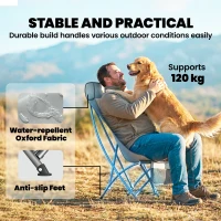 Outsunny Camping Chair for Adults Heavy Duty Folding Camp Chair with Side Pocket and Carry Bag Light Grey(m-6)