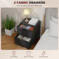 HOMCOM Chest of Drawers, Dresser with 2 Fabric Drawers and Aluminium Handles - Black(m-4)