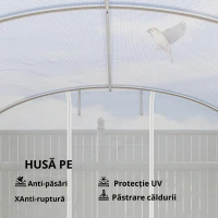 Outsunny Seră tunel de grădină 24 m², seră tunel cu cadru din oțel galvanizat, uși și 2 ferestre mari, alb(m-9)