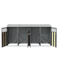 Abschließbare Mülltonnenbox, für 4 Standardtonnen mit integriertem Blumentrog, 264x80x124.5 cm, Grau+Naturfarbe(m-7)