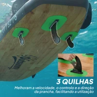 Outsunny Prancha Paddle Surf Insuflável SUP Extra Longa de 335 cm com Assento Remo Conversível Quilhas Bomba e Mochila Carga 180 kg(m-8)