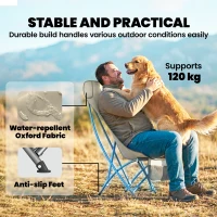 Outsunny Camping Chair for Adults Heavy Duty Folding Camp Chair with Side Pocket and Carry Bag Khaki(m-6)