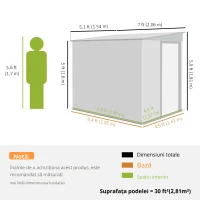 Outsunny Căsuță de Grădină din Metal 1.5x2m Ușă Glisantă Gri Deschis(m-3)
