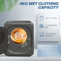 HOMCOM Suszarka z dezynfekcją UV, kompaktowa konstrukcja, 4 kg pojemności, stal nierdzewna, szara(m-5)