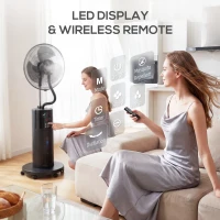 HOMCOM 4-w-1 Wentylator stojący z chłodzeniem wodnym, oczyszczacz powietrza, ochrona przed komarami, 9-godzinny timer, 3 tryby, pilot, czarny(m-8)