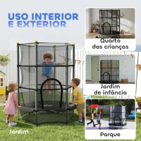 HOMCOM Trampolim para Crianças com Rede de Segurança e Estrutura de Aço para Interiores e Exteriores Carga 50kg Ø140x190 cm Preto(m-9)