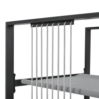 7-teiliges Garten-Essset für 6 Personen, Tisch aus gehärtetem Glas, 4 geflochtene Sessel und 2 Fußhocker, Schwarz+Weiß(m-12)