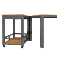 Set de sofá moderno para exterior, mesa desmontable, reposabrazos trenzados y cojines de asiento gruesos, Gris+Color natural(m-9)