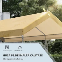 Outsunny Garaj tip cort 6m x 3m, Garaj portabil, Cort de gradina cu copertina, adapost de depozitare, cu copertina din PE anti-UV si kit de ancorare, pentru masina, barca, petrecere, nunta(m-7)