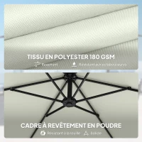 Outsunny Parasol déporté 3 m avec pied en croix et dalles lestage, parasol de jardin extérieur avec manivelle, crème(m-7)